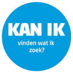 Blauwe cirkel met daarin de tekst: Kan ik vinden wat ik zoek?